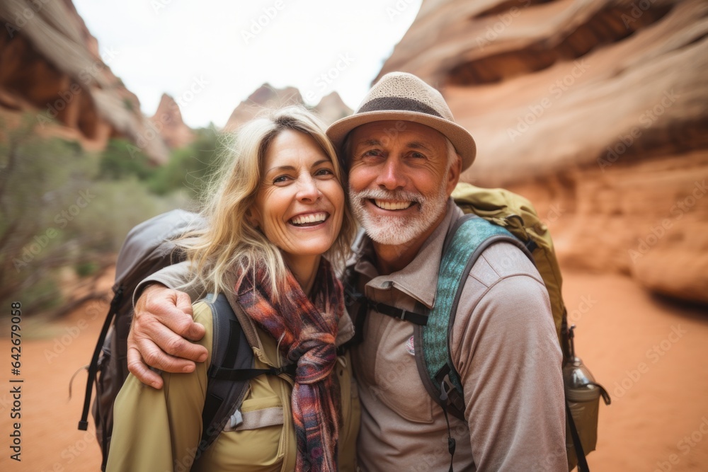 Couple in their 40s at the Zion National Park in Utah USA