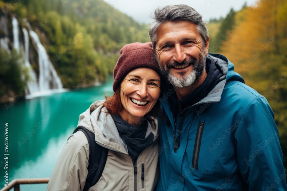 Couple in their 40s at the Plitvice Lakes National Park Croatia Couple in their 40s at the Plitvice Lakes National Park Croatia