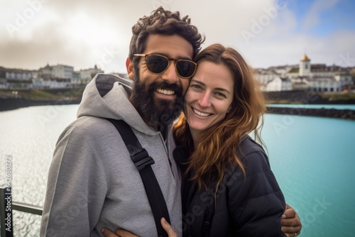 Couple in their 30s at the Blue Lagoon in Reykjavik Iceland