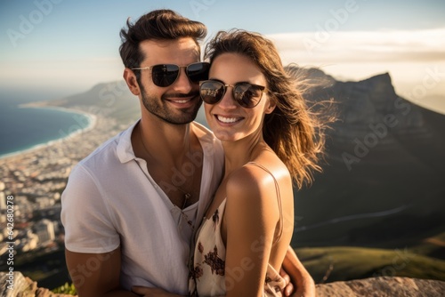 Couple in their 30s at the Table Mountain in Cape Town South Africa