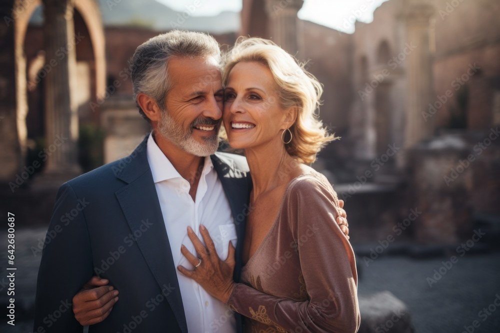 Obraz premium Couple in their 40s at the Pompeii in Naples Italy