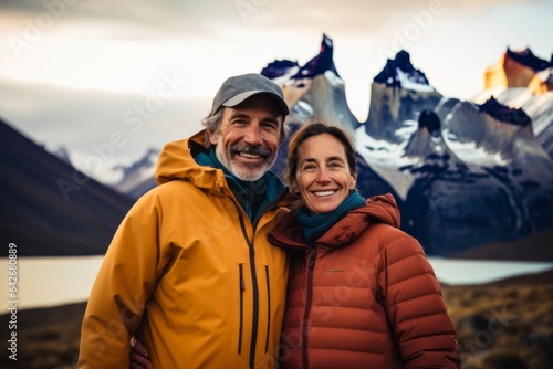 Couple in their 40s at the Torres del Paine National Park in Patagonia Chile