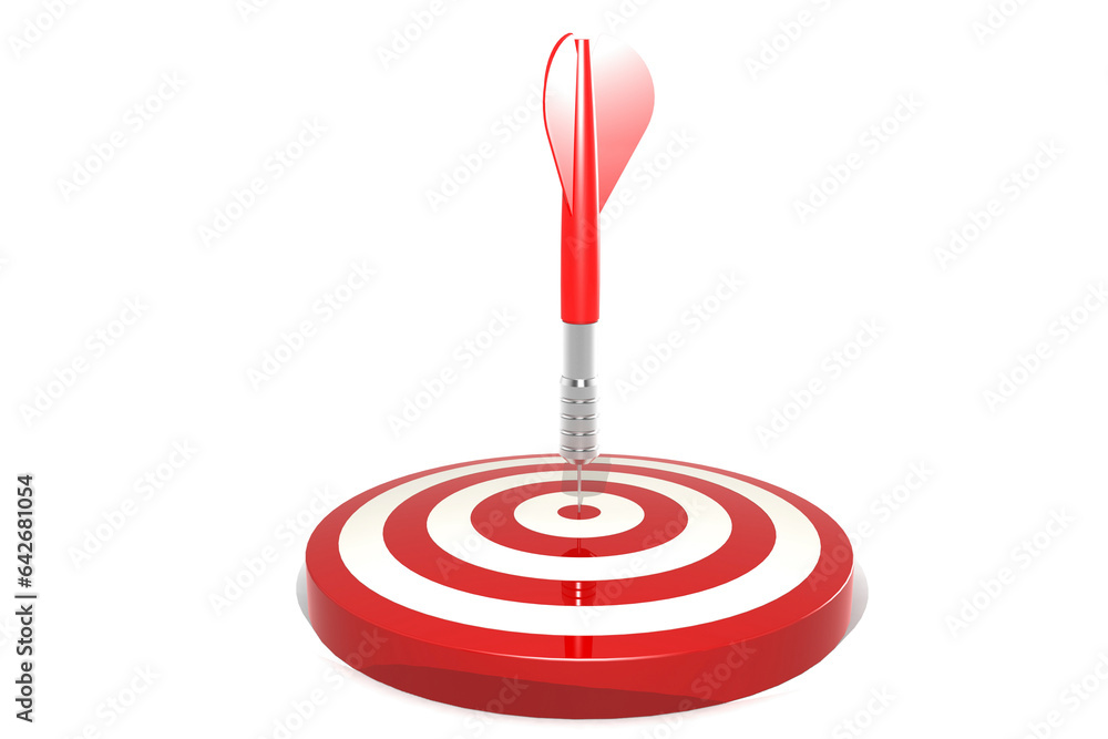 Aim for target with red dart hitting the center of board Aim for target with red dart hitting the center of board