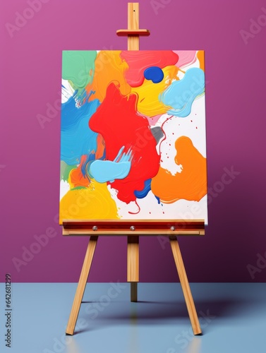 Artistic Easel Art Tool Photorealistic Vertical Illustration. Design and Creativity. Ai Generated Bright Illustration with Professional Ergonomic Easel Art Tool.
