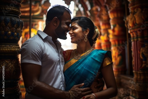 Couple in their 30s at the Meenakshi Amman Temple in Madurai India