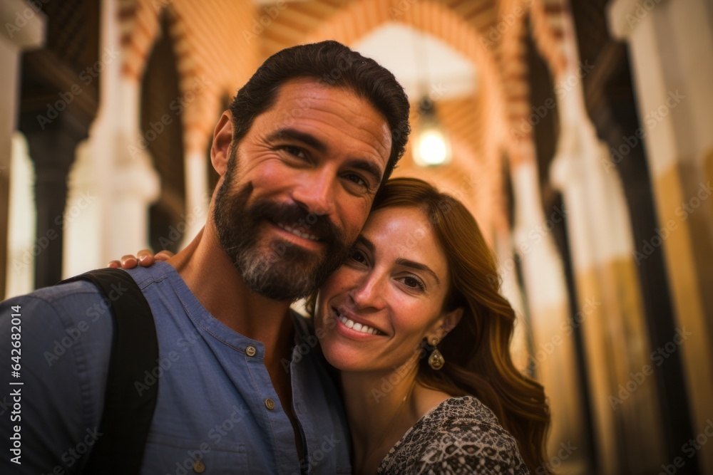 Couple in their 30s at the Mezquita-Catedral de Córdoba in Córdoba Spain Couple in their 30s at the Mezquita-Catedral de Córdoba in Córdoba Spain