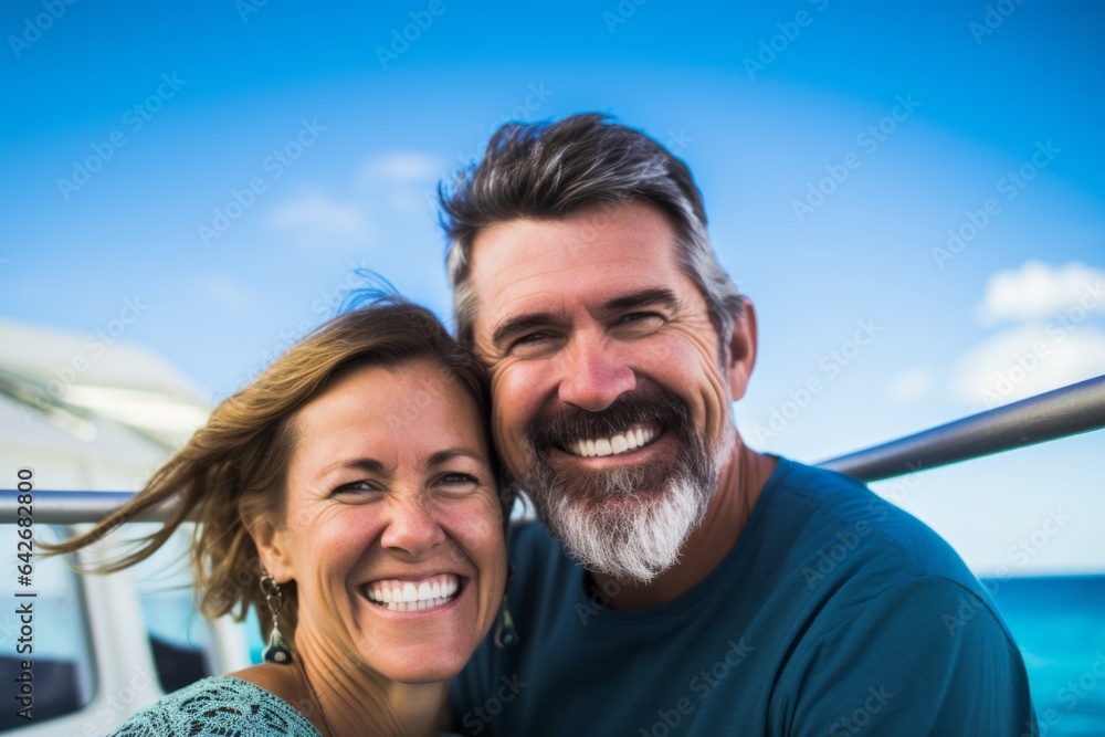 Couple in their 40s at the Great Barrier Reef in Queensland Australia Couple in their 40s at the Great Barrier Reef in Queensland Australia