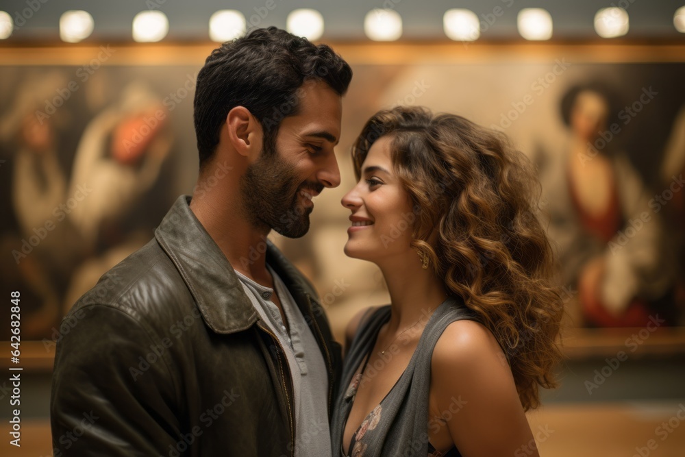 Couple in their 30s at the Prado Museum in Madrid Spain Couple in their 30s at the Prado Museum in Madrid Spain