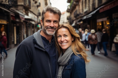 Couple in their 40s at the Las Ramblas in Barcelona Spain © Hanne Bauer