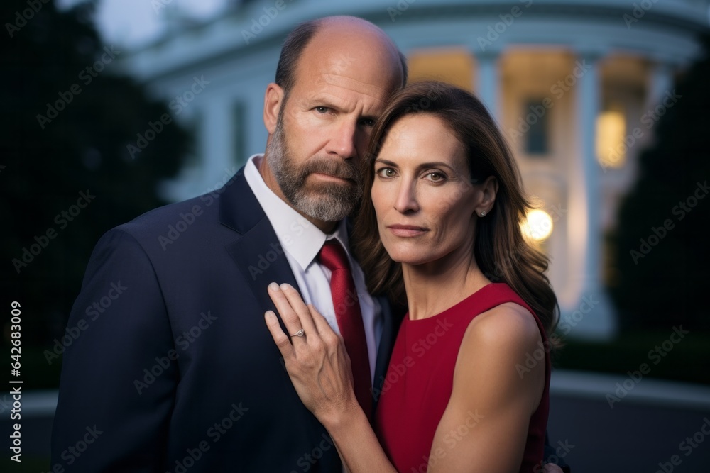 Couple in their 40s at the White House in Washington D Couple in their 40s at the White House in Washington D
