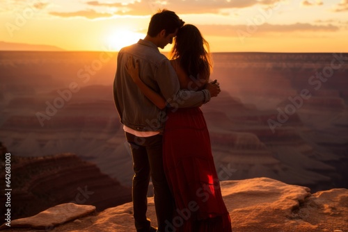 Couple in sunset at the Grand Canyon National Park in Arizona USA © Anne Schaum