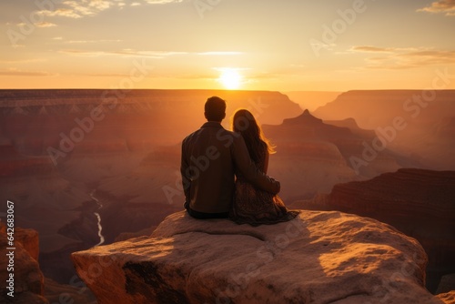 Couple in their 30s at the Grand Canyon National Park in Arizona USA