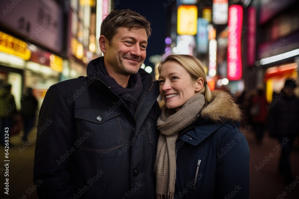 Couple in their 40s at the Akihabara in Tokyo Japan