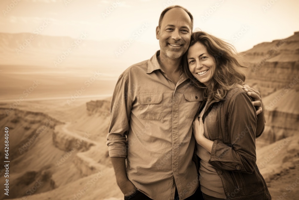 Couple in their 40s at the Masada in Southern District Israel