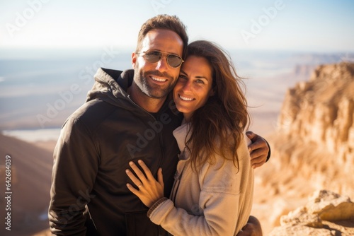 Couple in their 40s at the Masada in Southern District Israel © Anne Schaum