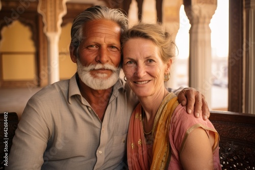 Couple in their 40s at the Amber Fort in Jaipur India