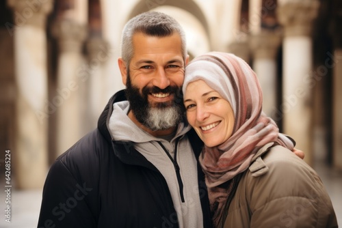 A couple in their 40s at the Umayyad Mosque in Damascus Syria