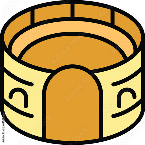 Culture amphitheater icon outline vector. Hall tourism. City stage color flat
