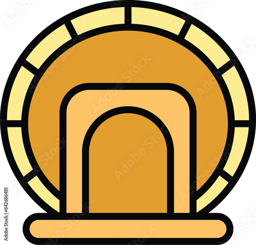 Tourism amphitheater icon outline vector. Ancient work. Stadium culture color flat