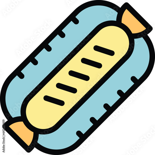 Bavarian sausage icon outline vector. Germany food. Beer cup color flat