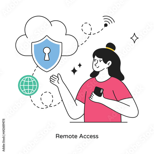 Fényképezés Remote Access abstract concept vector in a flat style stock illustration