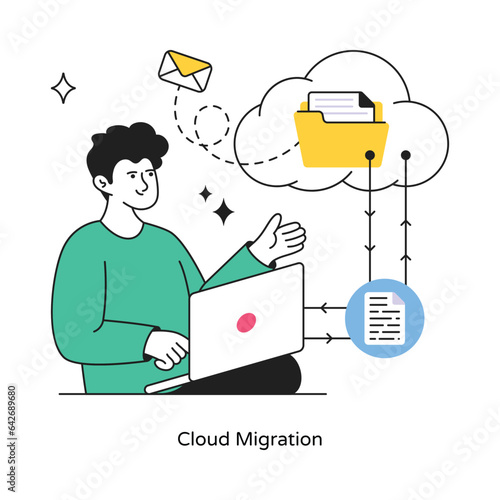 Cloud Migration abstract concept vector in a flat style stock illustration
