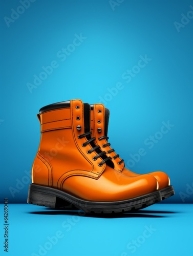 Trendy Boot Footwear Photorealistic Vertical Illustration. Stylish footgear Ai Generated Bright Illustration with Comfortable Casual Boot Footwear.