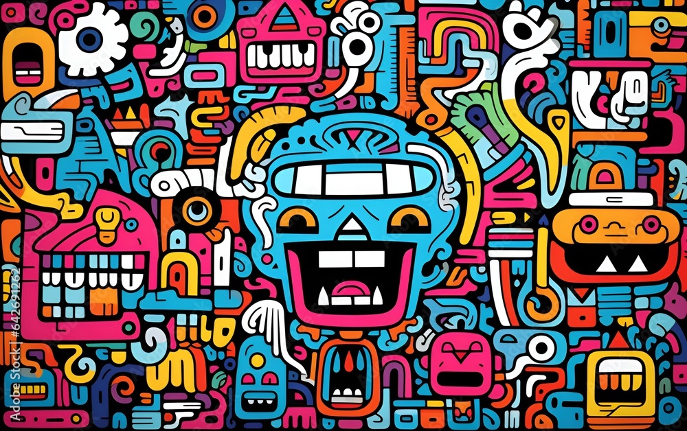 Animated and colorful doodle pattern background