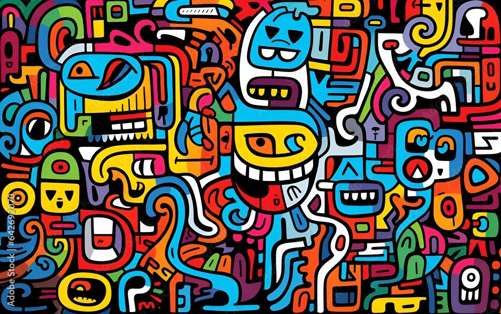 Animated and colorful doodle pattern background Animated and colorful doodle pattern background