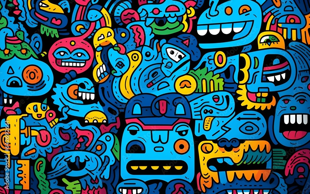 Animated and colorful doodle pattern background Animated and colorful doodle pattern background
