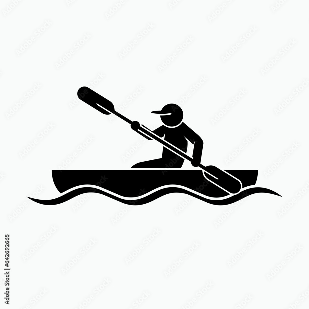 Canoeing Icon. Kayak Sport Water Symbol.     