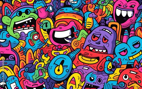 Animated and colorful doodle pattern background