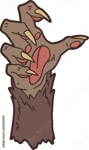 Werewolf hand with sign, halloween decoration vector illustration