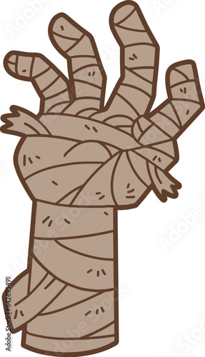 Mummy hand with sign, halloween decoration vector illustration