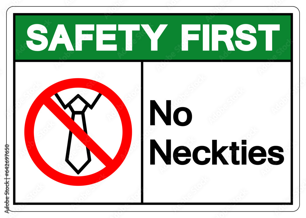 Fototapeta premium Safety First No Neckties Symbol Sign, Vector Illustration, Isolate On White Background Label .EPS10