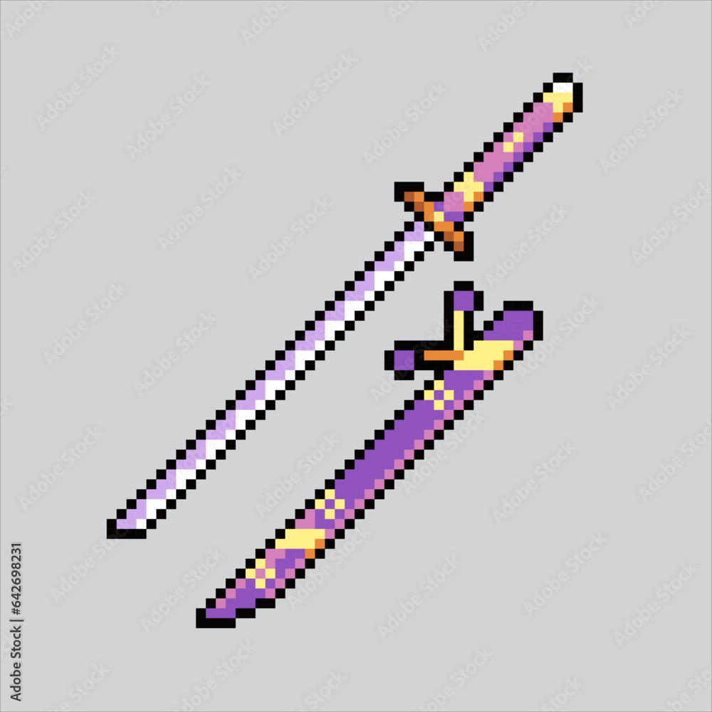 Pixel art illustration Katana. Pixelated Katana. Japanese Katana Sword ...