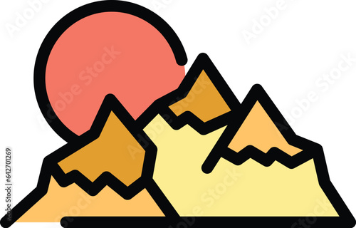 Nepal skyline icon outline vector. Culture travel. Asian tibet color flat