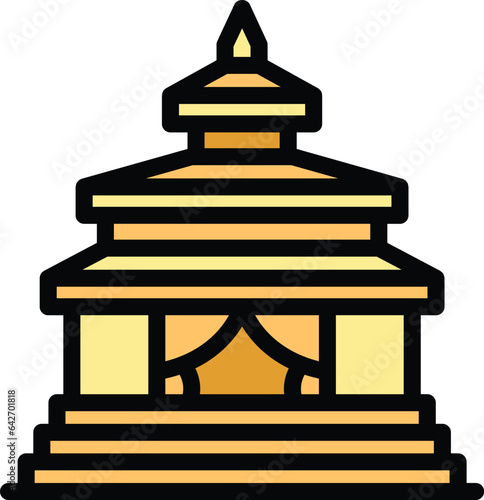 Asian temple icon outline vector. Landmark culture. Nepal stupa color flat © ylivdesign