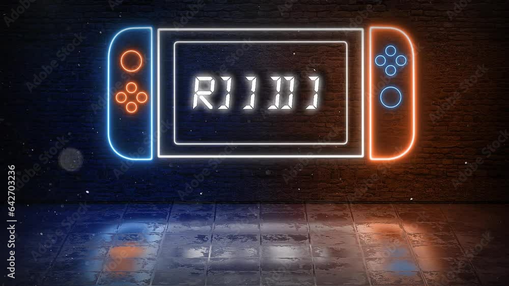 Online In Neon Game Console Blue And Orange Online In Neon Game Console Blue And Orange