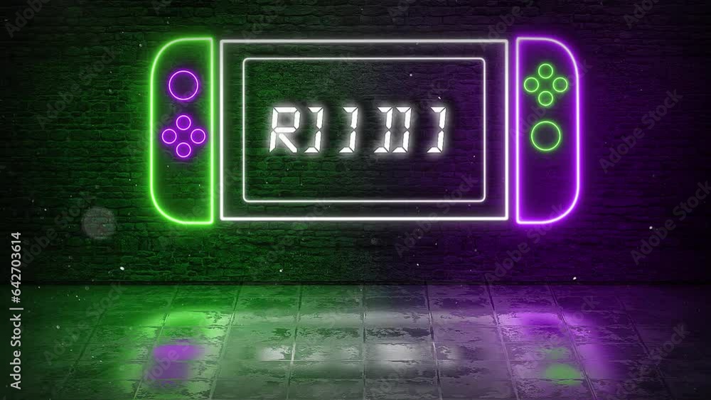 Online In Neon Game Console Green And Purple Online In Neon Game Console Green And Purple
