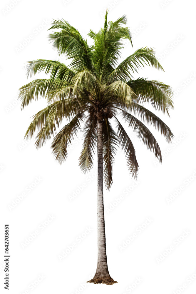 Obraz premium Image of a coconut tree on an isolated white background PNG