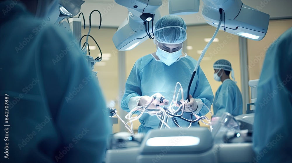 Naklejka premium surgeons performing an operation in the operating room at orthus medical centre, dublin photo by person via flickonly