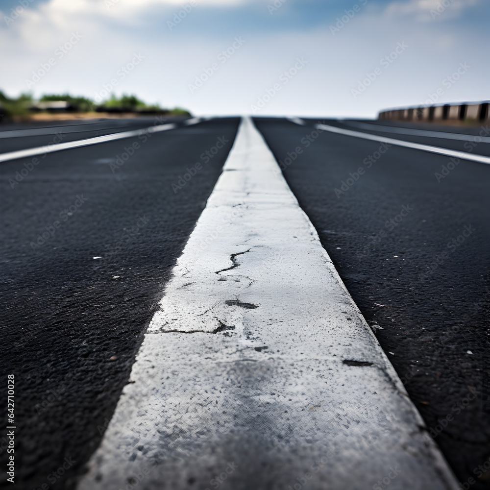 A white dividing line on a race track. A representation of drag racing ...