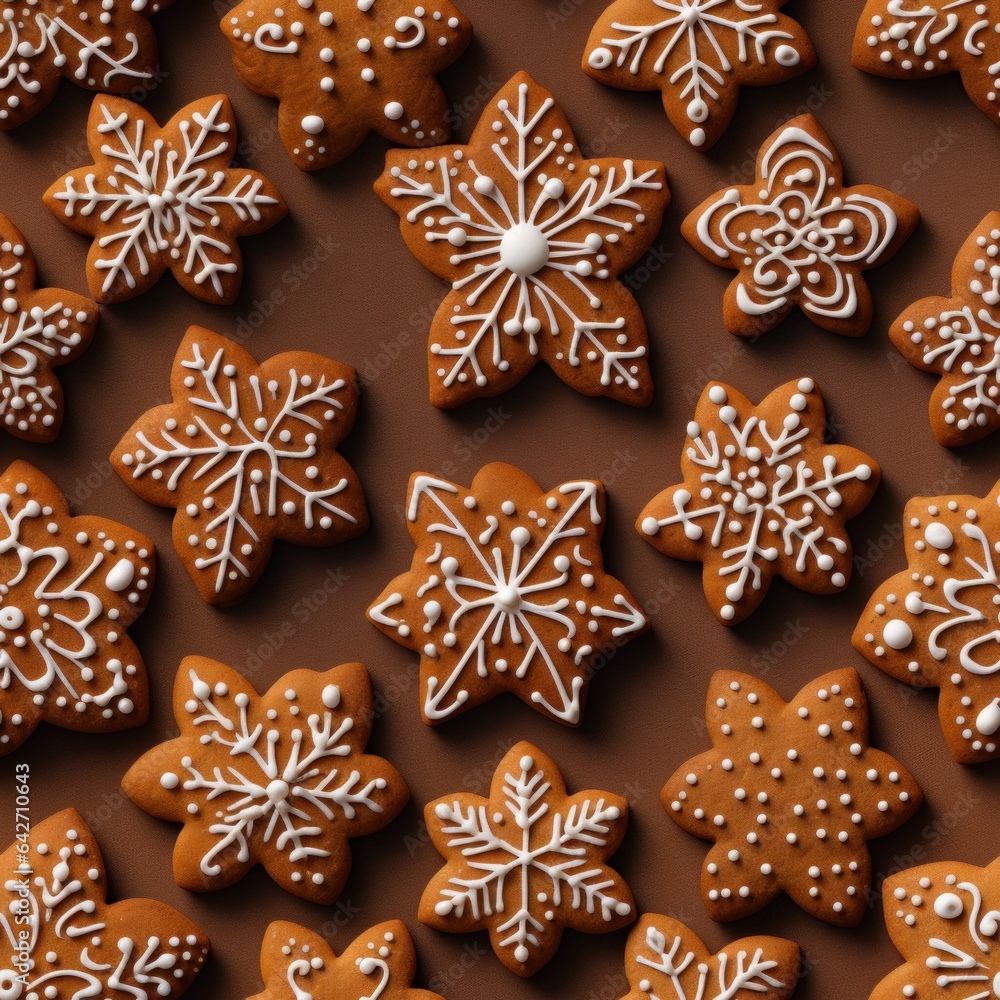A seamless background texture is crafted from the collective beauty of gingerbread cookies viewed from above. A seamless background texture is crafted from the collective beauty of gingerbread cookies viewed from above.