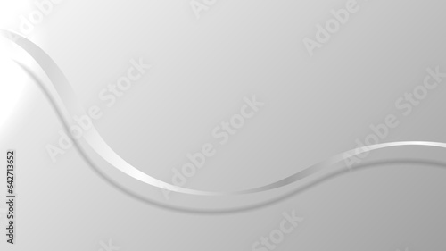 Abstract 3D luxury silver wave form ribbon lines elements with glowing light effect on background.