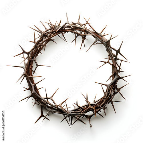 Jesus Christ's crown of thorns. A Christian Easter concept depicting the crown Jesus wore during his crucifixion, isolated with a white background. Generative ai. 
