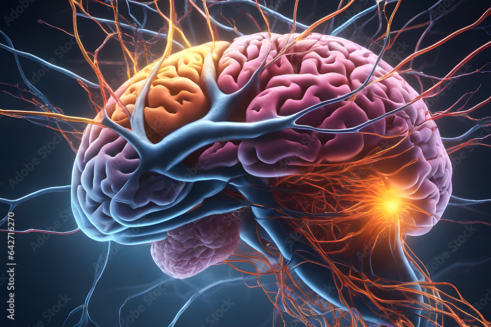3d Image of the connections between neurons in the human brain ...