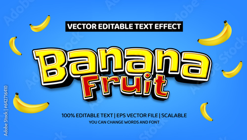 editable text effect, banana fruit 3d cartoon style 