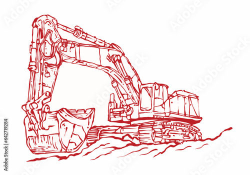 Excavator Line Art Vector EPS 10