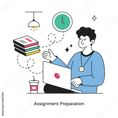 Assignment Preparation abstract concept vector in a flat style stock illustration